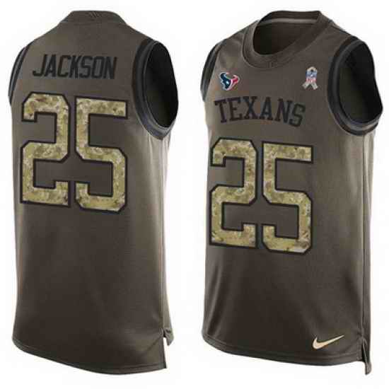 Nike Texans #25 Kareem Jackson Green Mens Stitched NFL Limited Salute To Service Tank Top Jersey